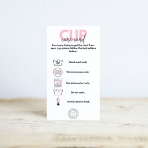 Cup Care Instructions Travel Mug Care Card Tumbler Printable Drinkwear ...