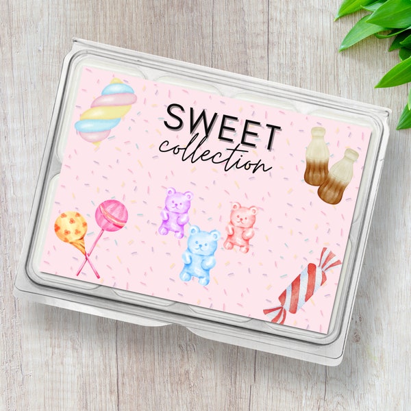 Wax Melt HB Clamshell Label Sweet Sample Box Sticker Printable Wax Melt Label Sweet Collection Box Small Business Label PNG