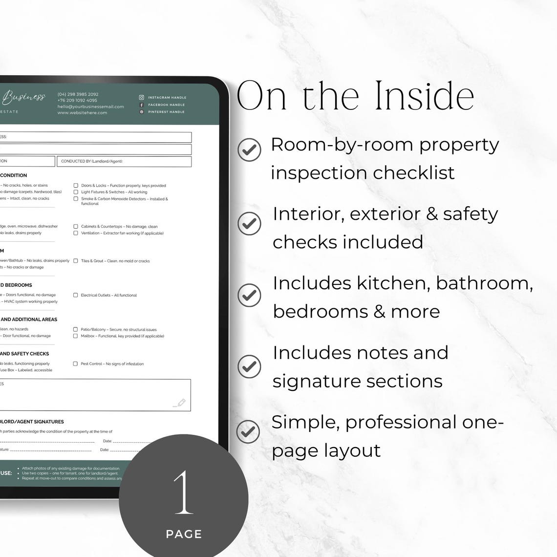 Rental Inspection Checklist, Move in Move Out Form, Property Inspection ...