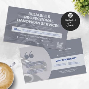 Editable Handyman Business Card Template for Canva, Printable Contractor Contact Card, Home Repair Business Branding, Instant Download