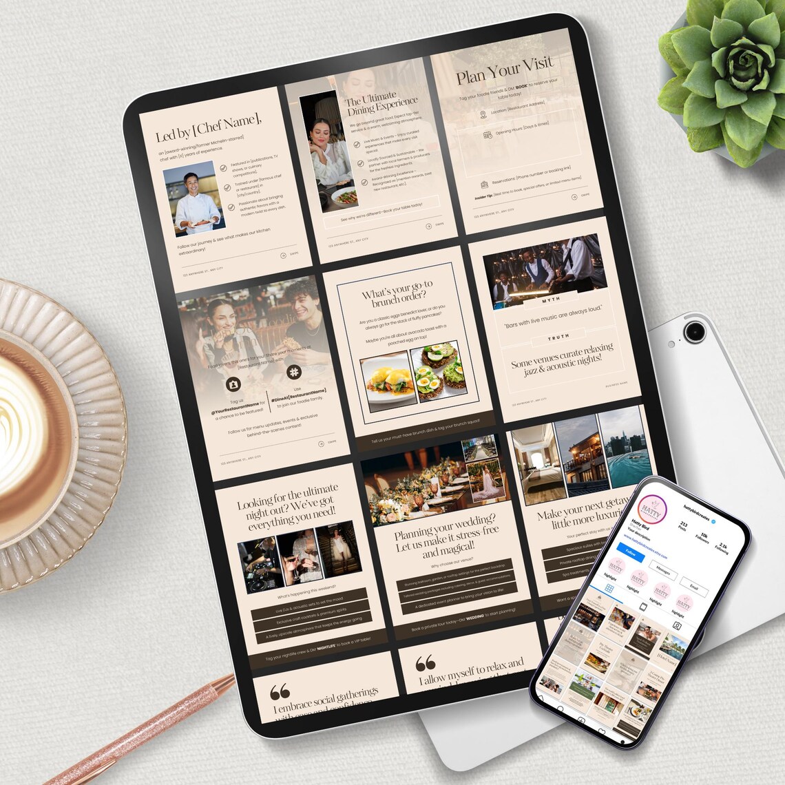 Hospitality Instagram Templates for Restaurants & Hotels, Canva Social ...