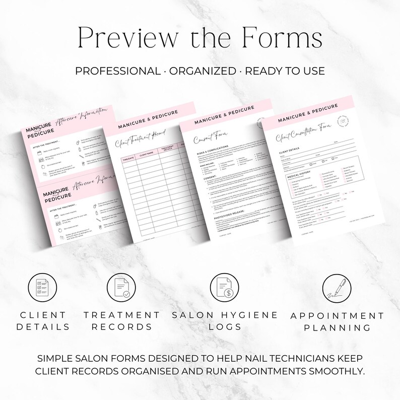 nail technician client intake forms pdf
manicure pedicure treatment record template