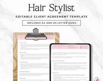 Hair Stylist Contract Template | Salon Client Agreement | Editable Canva Booking Contract for Beauty Professionals P2