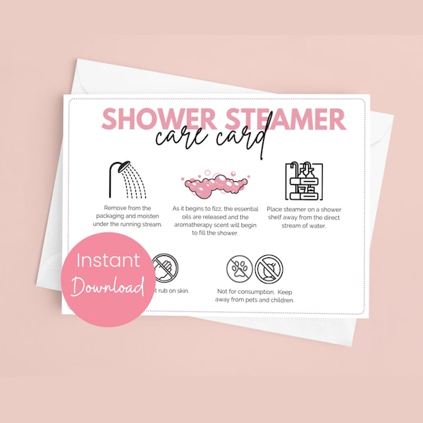 Shower Steamer Care Card Template Shower Mist Printable Instructions Shower Fizzer Packing Insert Shower Steamer Gift Set Aromatherapy