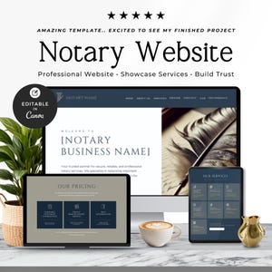 Notary Website Template Canva | Loan Signing Agent Site | Mobile Business Landing Page | Editable Service Website | Single Page