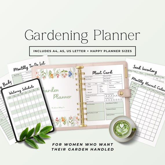 Printable Garden Planner Journal, Ultimate Gardening Planner PDF with Seed Log, Plant Tracker, Garden Calendar & Budget Pages