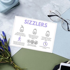 Printable Salt Sizzlers Care Card | Wax Melt & Simmering Granules Safety Guide | Digital Download for Small Business Packaging Sprint 1 image 5