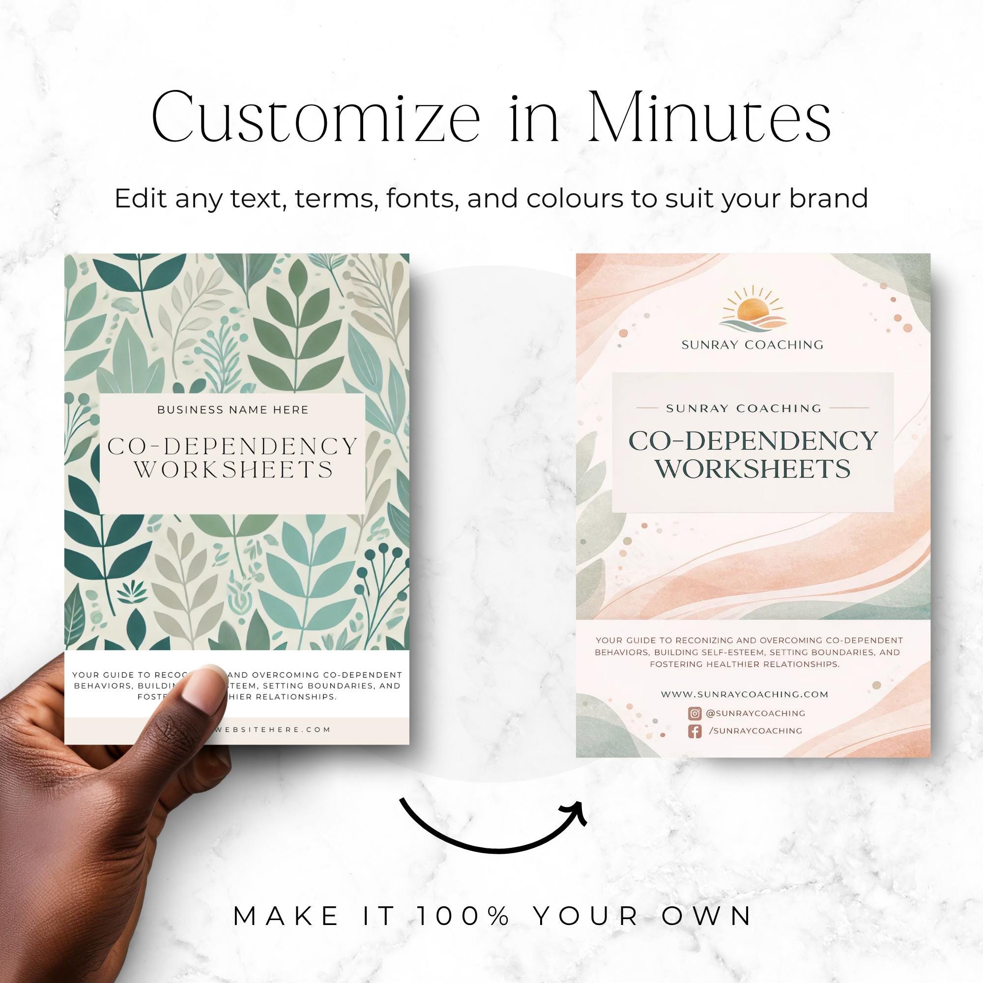 Codependency Workbook PDF, Therapy Worksheets Bundle, Boundary Setting ...