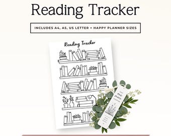 Reading Tracker Printable, Bookshelf Book Log PDF, Reading Journal Insert, Color In Reading Challenge for Book Lovers Sprint 1