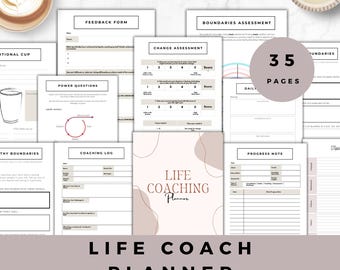 Coaching Planner Printable Life Coach Workbook for Personal Development Coach Journal Bundle Mindset Coaching Worksheets Instant Download