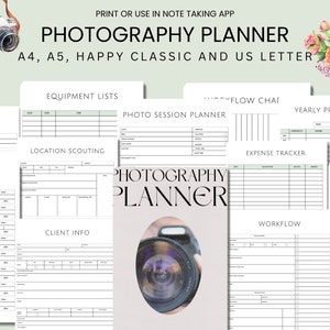 Photography Planner Printable Photographer Session Planner - Etsy UK