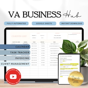Virtual Assistant Task Tracker Spreadsheet Google Spreadsheets VA Client Management-sjabloon Virtual Assistant Workflowoptimalisatiebundel
