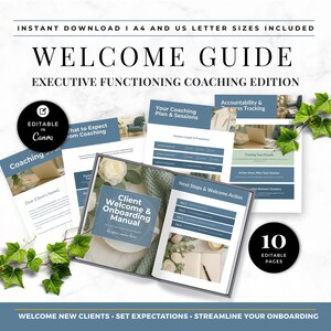Canva-sjabloon voor coaching op het gebied van coaching op het gebied van uitvoerend functioneren | Bewerkbare gids voor onboarding van cliënten voor ADHD Life Academic Productivity Coach