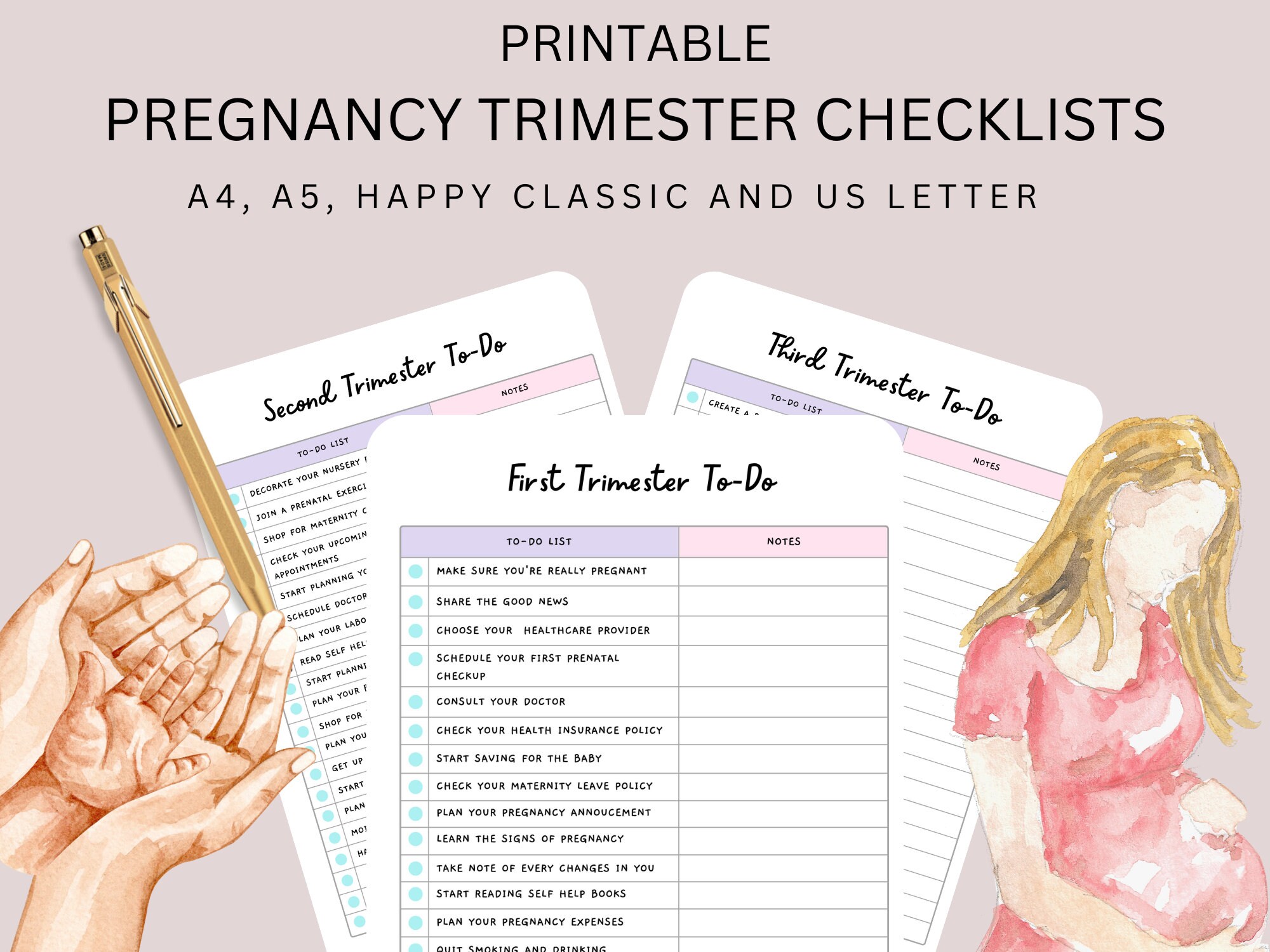 Pregnancy Checklist by Trimester List for First Trimester Etsy