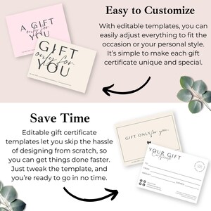 Gift Certificate Template Editable Minimal Gift Voucher DIY Printable ...