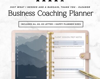 Agenda de coaching d'entreprise | Agenda de coach d'entreprise | Suivi des séances clients | Agenda de coaching | Format PDF A4 et US Letter