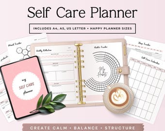 Self Care Planner Printable, Wellness Journal with Habit Tracker, Mindfulness Routine Planner, Mental Wellness PDF Phase 3