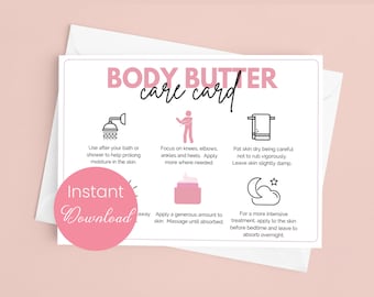 Body Butter Care Card Template Whipped Body Lotion Instructions Printable Body Souffle Customer Care Guide for Body Butter Safety