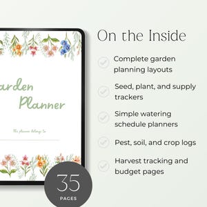 seed log printable and plant tracker pages

garden organizer with calendar and budget