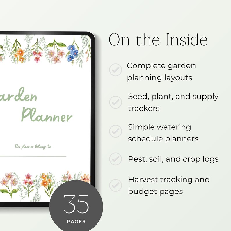 seed log printable and plant tracker pages

garden organizer with calendar and budget