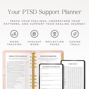 trauma recovery journal printable with cbt worksheets
ptsd mood tracker and trigger tracker printable