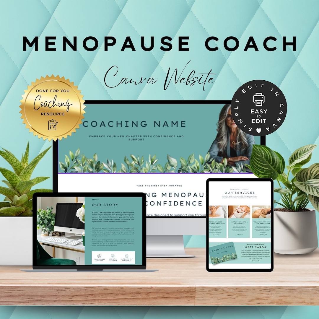 Menopause Coach Website Template, Wellness Coach Canva Website Template ...