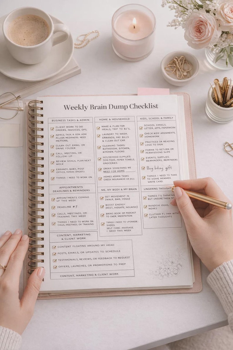 Simple Brain Dump Checklist.pdf Weekly Brain Dump Printable, ADHD Planner Sheet, Mental Load Checklist ...