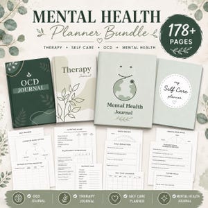 Psykisk hälsa-paket Terapijournal Utskrivbar självvårdsplanerare Digital OCD-journal Emotionellt stödlogg Beteendespårare Humörlogg