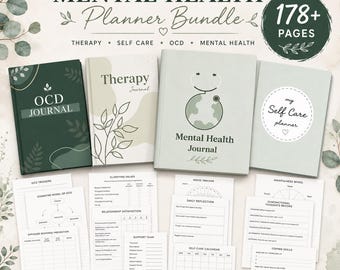 Mental Health Bundle Therapy Journal Printable Self Care Planner Digital OCD Journal Emotional Support Log Behaviour Tracker Mood Log