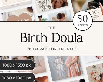 Plantillas de Instagram para doulas, plantillas de redes sociales de Canva para doulas de parto, 50 publicaciones editables, kit de marketing para doulas, Sprint