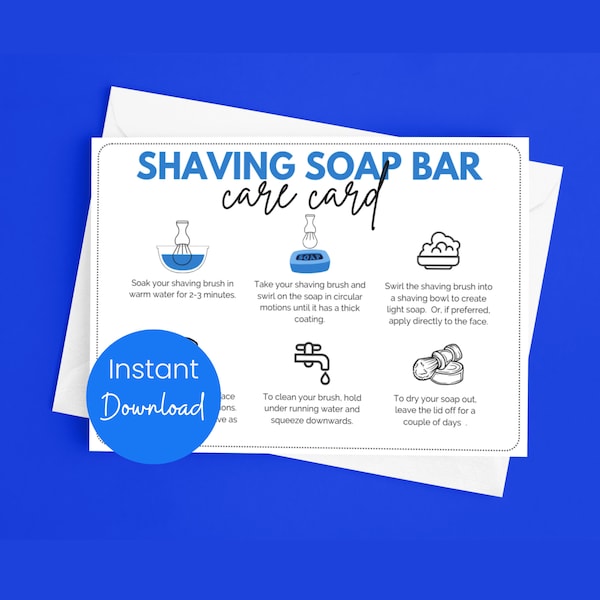 Shaving Soap Care Card Template Printable Shaving Foam Instructions Shaving Lather Guide Shaving Bar Packing Insert Mens Grooming