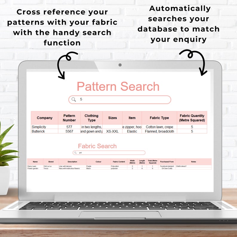 Sewing Inventory Spreadsheet Excel Fabric Tracker for Sewing Pattern ...