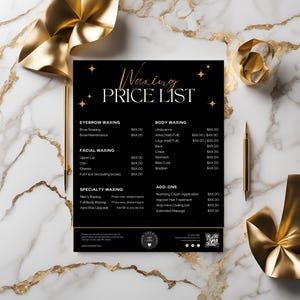 Salon price list template
Waxing service menu template
