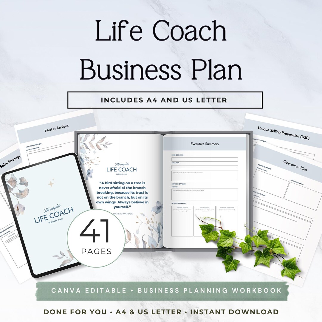 Life Coach Business Plan Template, Coaching Business Workbook PDF ...