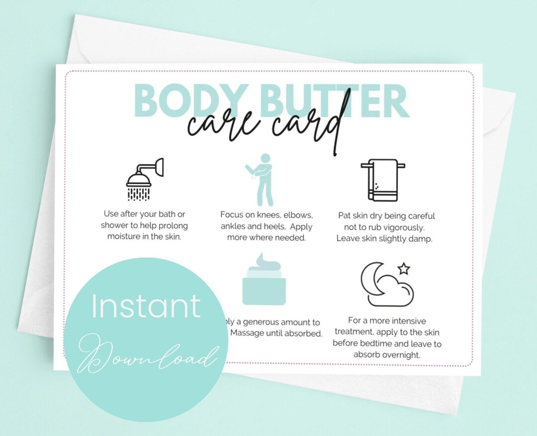 Body Butter Care Card Body Cream Label Body Butter Label for Etsy