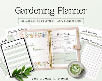 Agenda da giardino stampabile, pianificatore di giardinaggio definitivo in PDF con registro dei semi, tracker delle piante, calendario del giardino e pagine per il budget P4