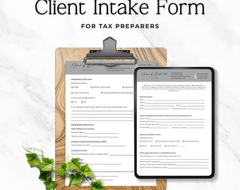 Tax Client Intake Form for Preparers, Editable Canva Tax Organizer PDF, CPA and Bookkeeping Client Onboarding Template P2