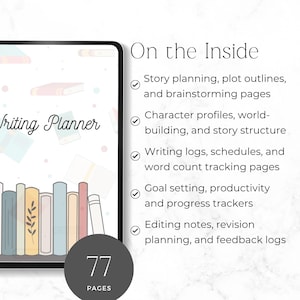 author productivity planner with word count and progress tracking
novel planning workbook with story structure and brainstorming pages