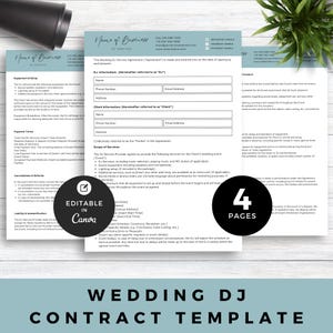 Editable Wedding DJ Contract Template Printable DJ Service Agreement Music Entertainment Booking Form Event Dj Performance Contract PDF