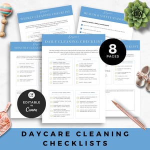 Daycare Cleaning Checklist Template Editable Childcare Cleaning Routine Printable Day Care Hygiene Routine for Nursery Cleaning Bundle Canva