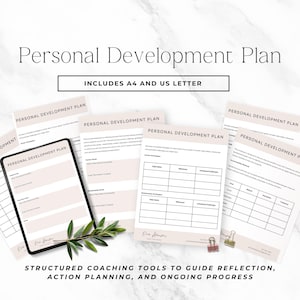Personal Development Plan Template, Life Coaching Client Action Plan, Canva Editable Accountability & Progress Tracker P2