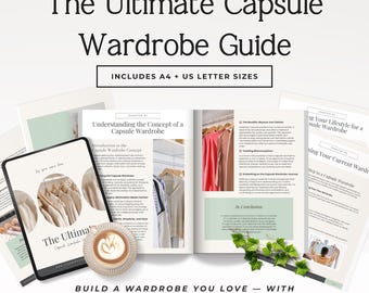 Capsule Wardrobe Ebook Template Editable in Canva, Minimalist Closet Guide Template, Fashion Stylist Resource, Wardrobe Planning Workbook P2