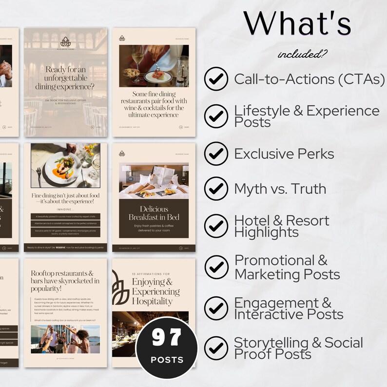 Hospitality Instagram Templates for Restaurants & Hotels, Canva Social ...