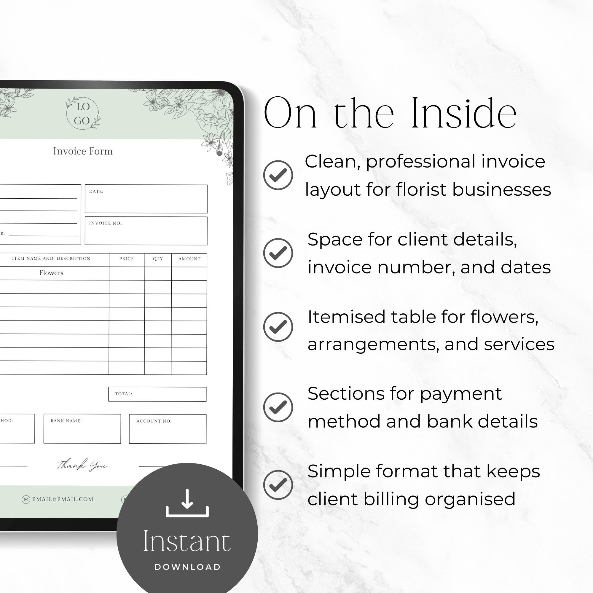 Florist Invoice Template Canva Editable, Wedding Florist Order Form ...