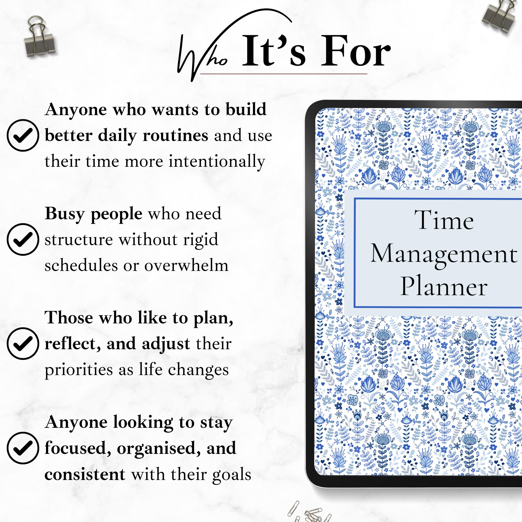 Time Management Planner Printable, Productivity and Focus Planner PDF ...