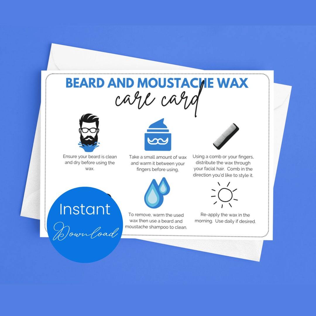 Beard Wax Care Card Template Moustache Wax Application Guide Printable