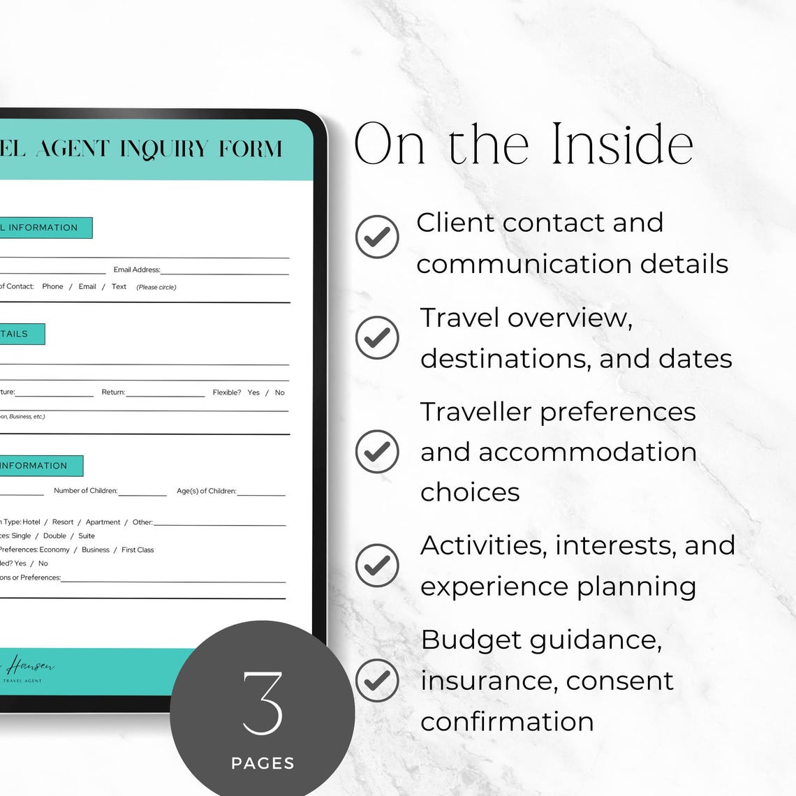 Travel Client Intake Form Travel Agent Intake Form, Client Onboarding Template, Travel ...