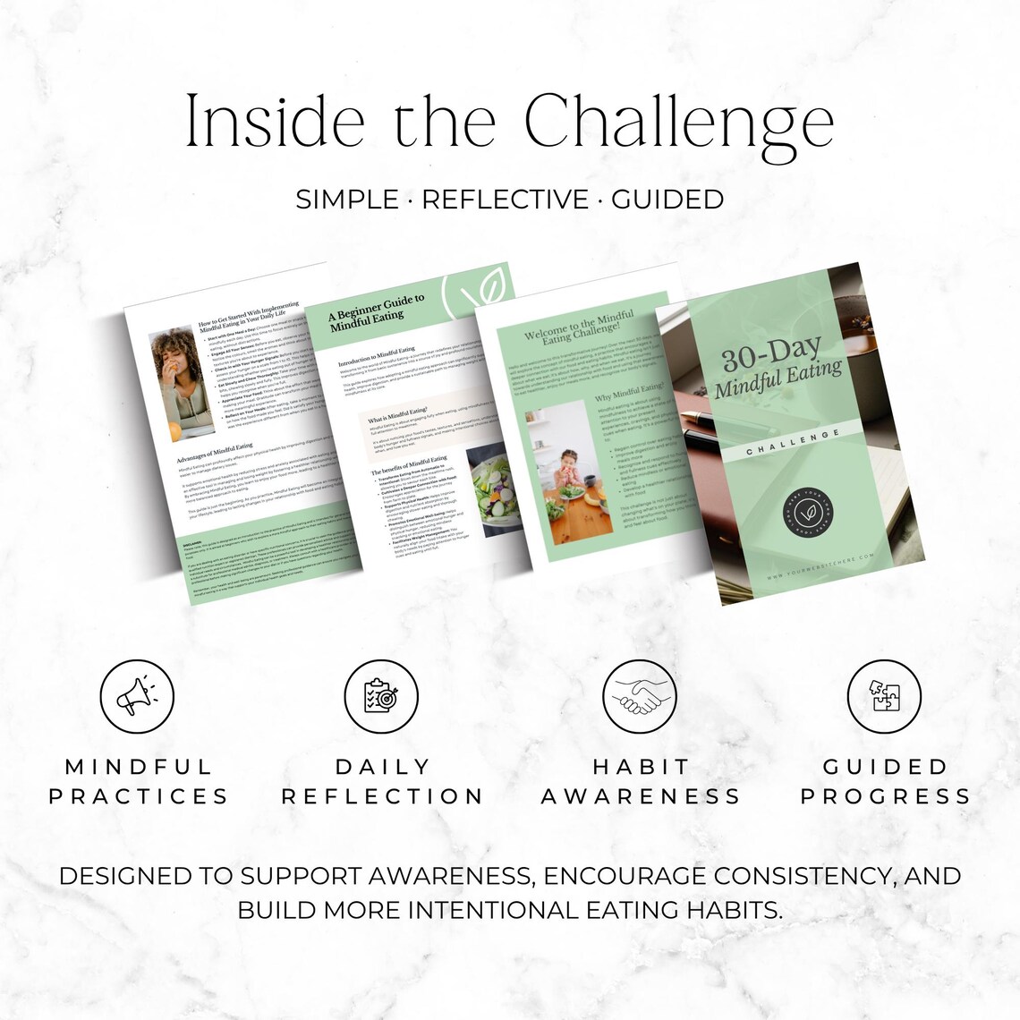 Mindful Eating Workbook Printable, 30-day Eating Challenge Journal ...