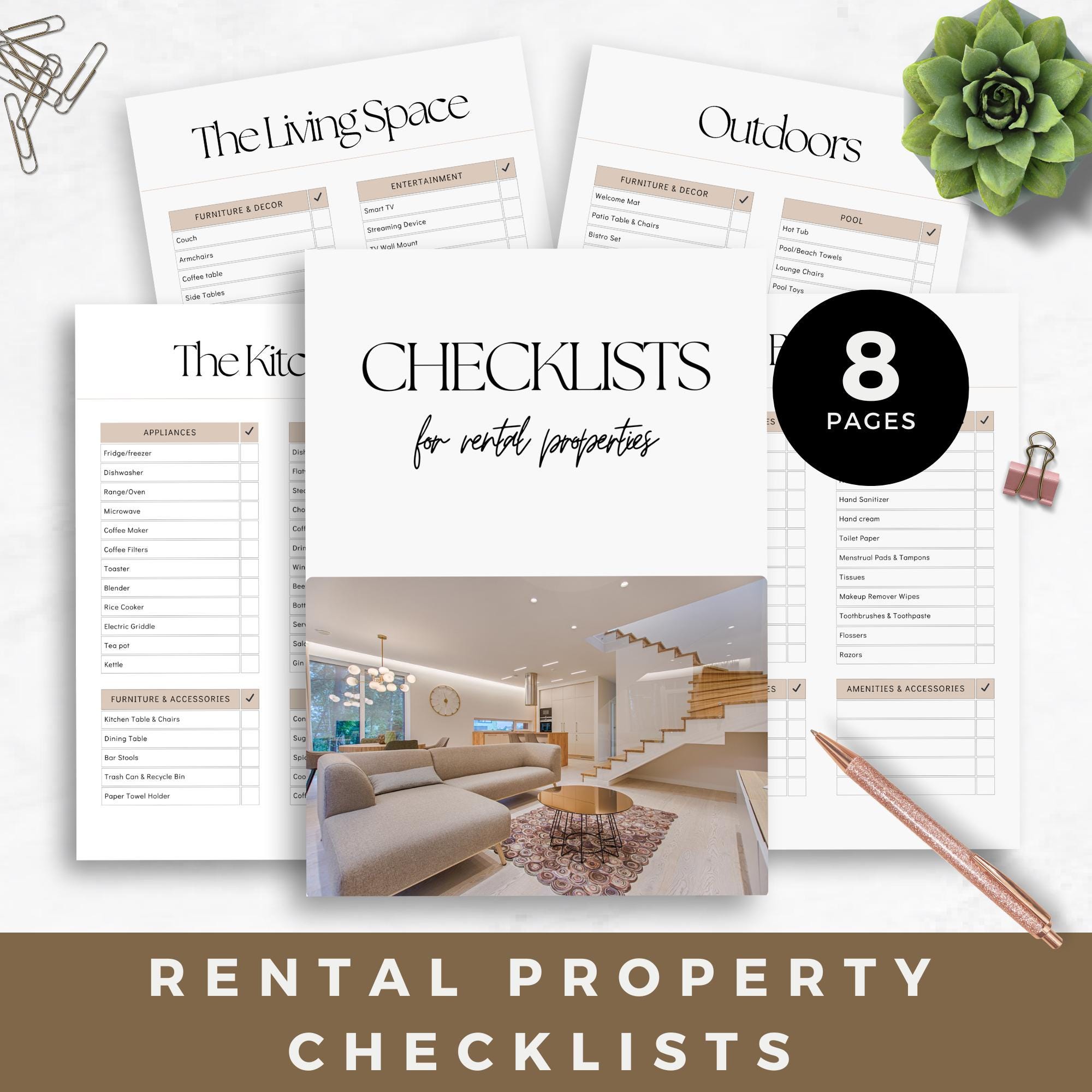 Airbnb Checklist Template, Customizable Cleaning List for Hosts, Vacation Rental Inventory, and Turnover Guide for VRBO Property Listing