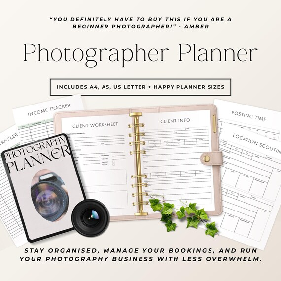 Photography Planner Printable Photographer Session Planner Photography Workflow Chart for Photography Business Template Digital Download
